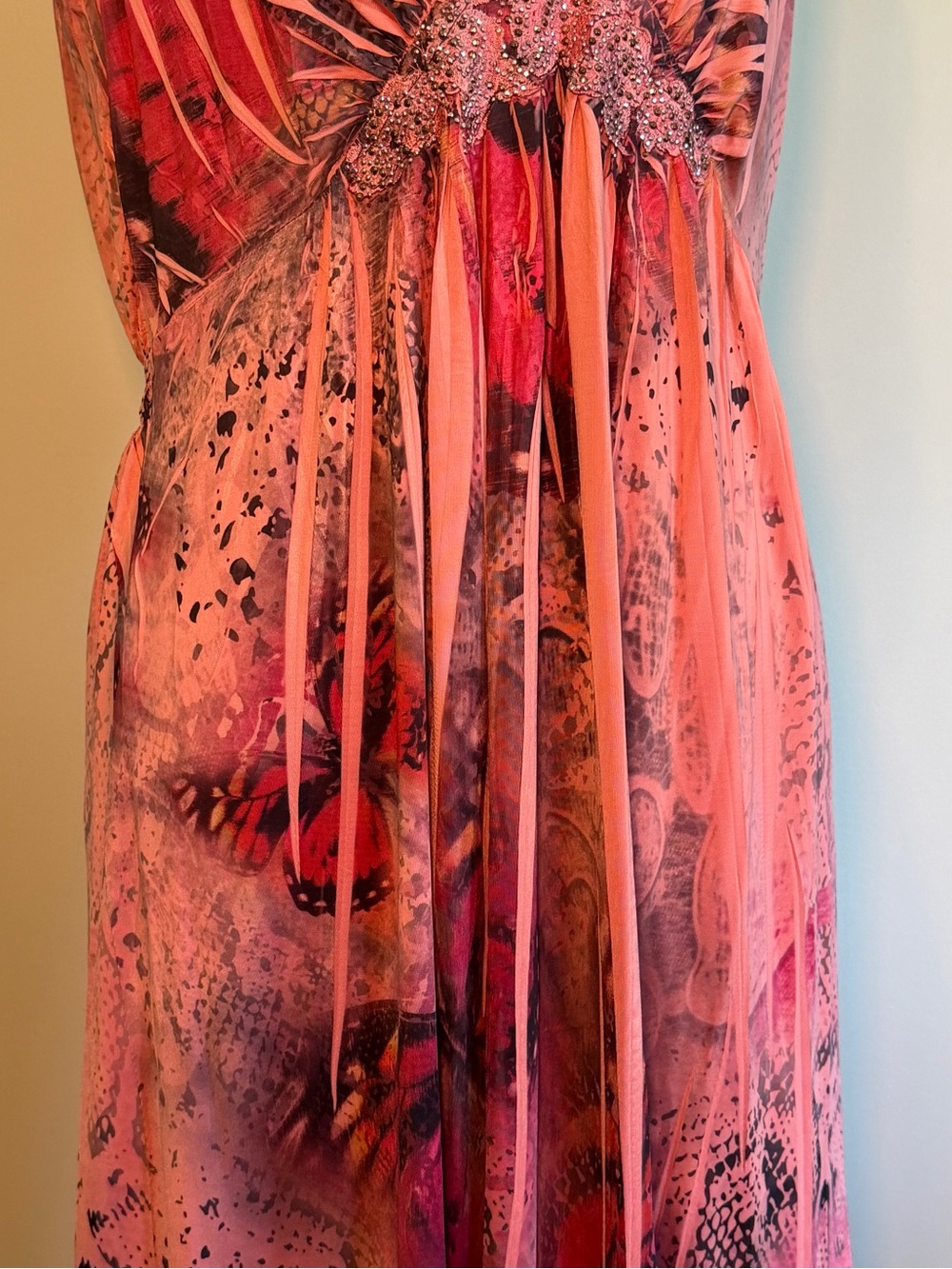 Apt. 9 Coral-Pink Printed V-Neck Medium Dress - Picture 4 of 7